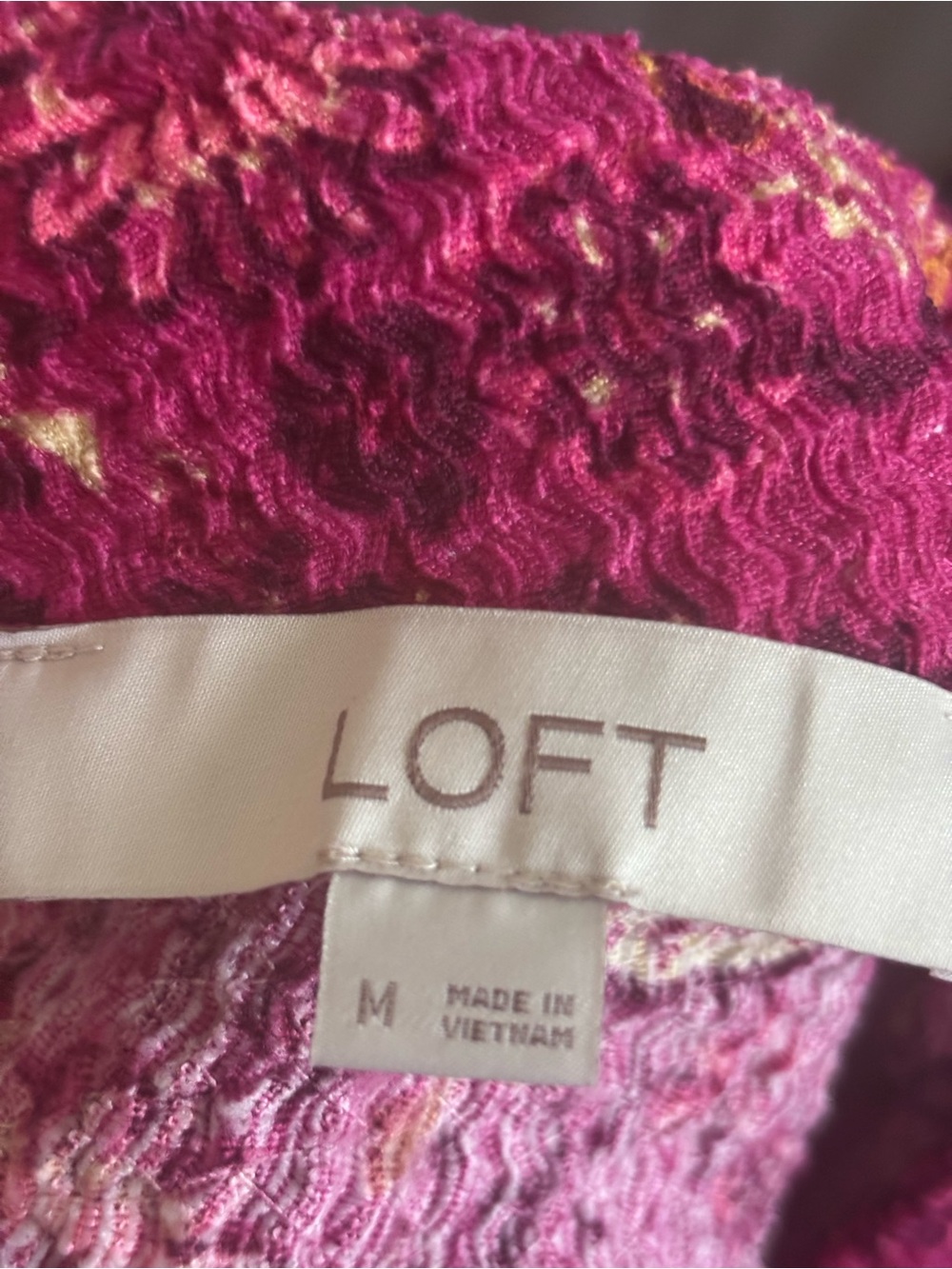 LOFT Fuchsia Paisley Short-Sleeve Textured Top - Picture 2 of 7